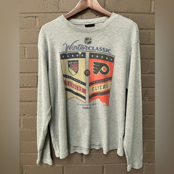 Hockey Flyers Rangers Winter Classic 2012gray thermal shirt L